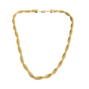 Vintage Gold Mesh Twisted Necklace 80s 90s 16" Long